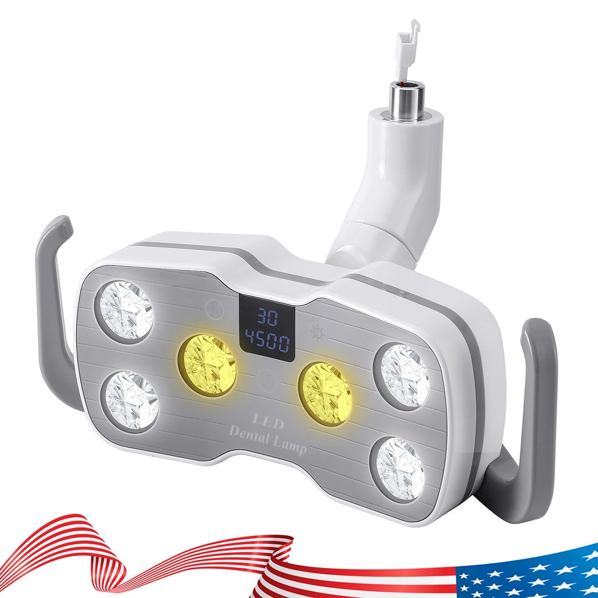 Dental Oral Cold Light Lamp For Chair Unit 6LED LCD Display Lamp 2Yellow+4White
