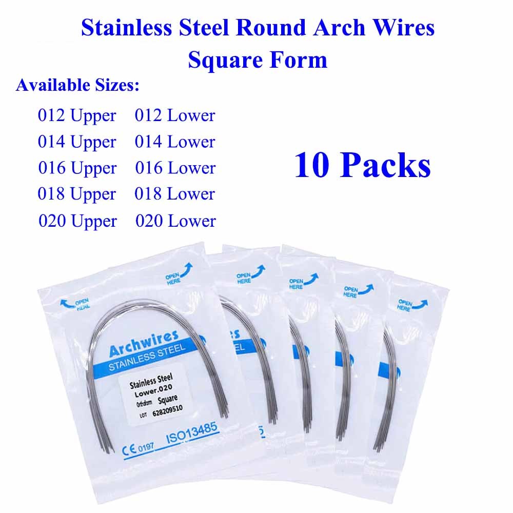 20×Dental Orthodontic Stainless Steel Round Arch Wires Square Form 012 Upper