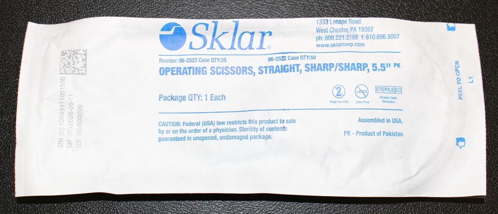 SKLAR Econo Sterile Operating Scissors Straight Sharp 5 1/2″ Disposable NEW