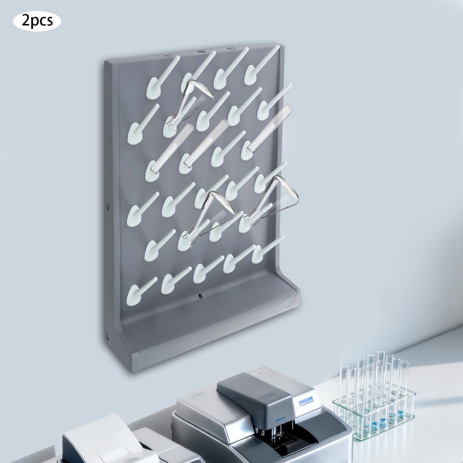 2*Laboratory Drying Rack PP Material Anti-corrosive 55*40*12cm 27 Pegs Durable