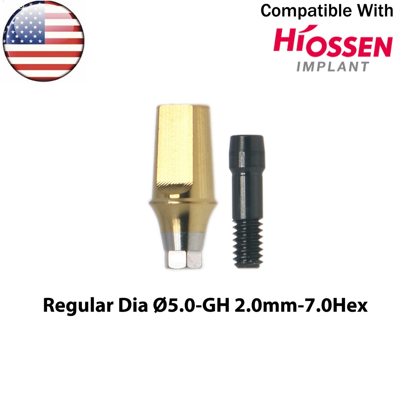 US Titanium Straight Transfer Abutment Hex Compatible Hiossen Oss Mini/Regular