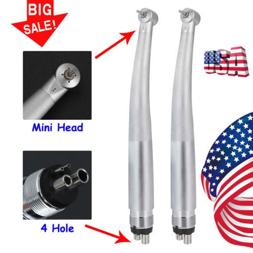2Pcs Dental High Speed Handpiece Pediatric Push Button Mini Small Head 4 Hole US