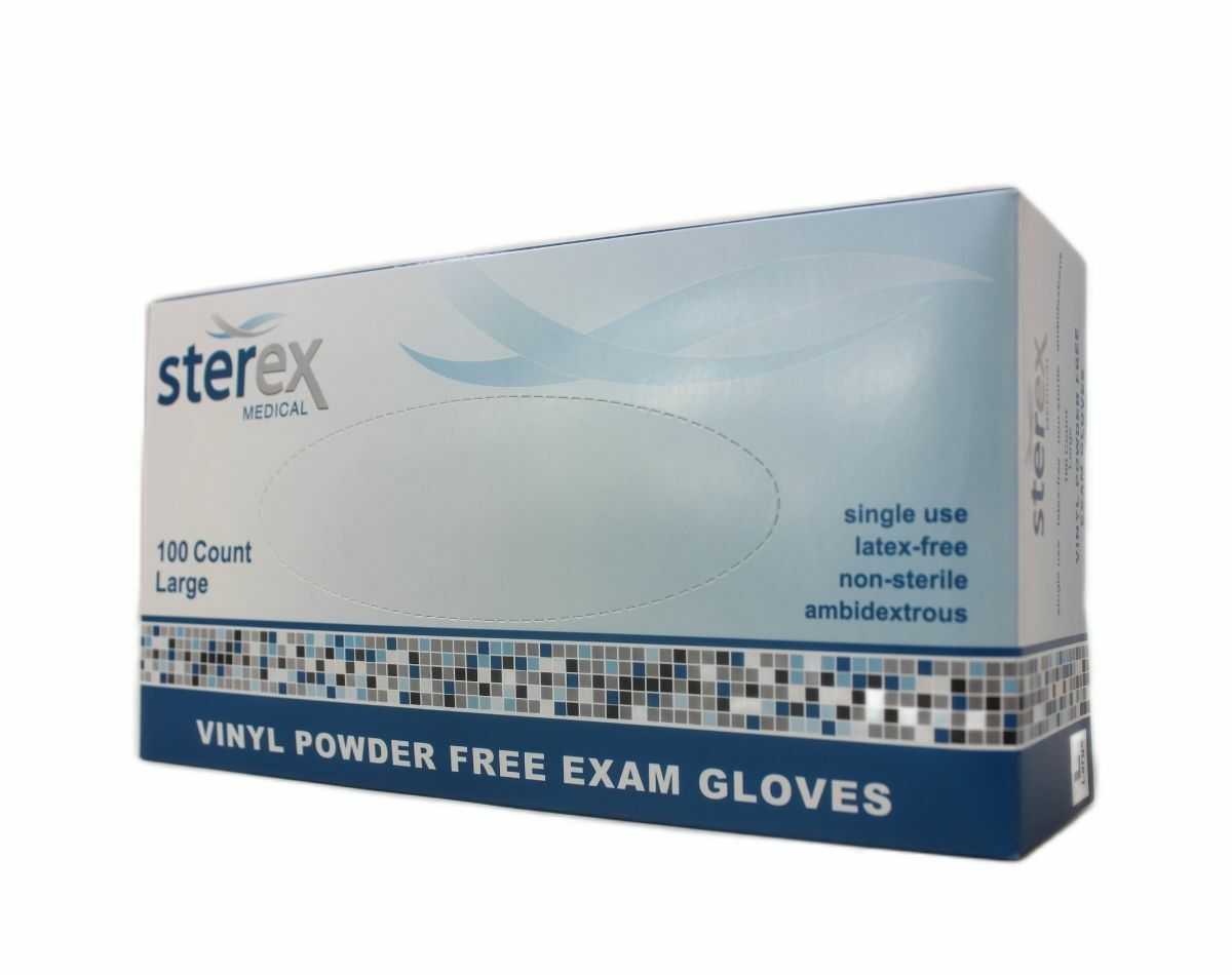 Sterex Vinyl Powder Free Exam Gloves Large – 100ct