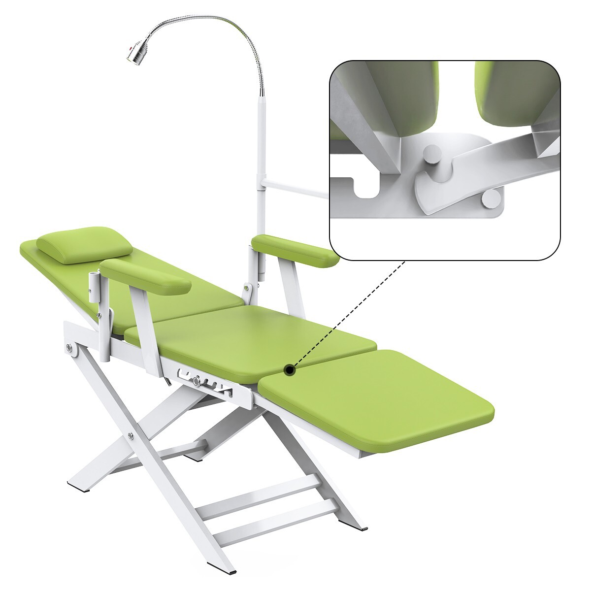 Portable Dental Folding mobile Chair+Turbine Unit 4Hole+LED light+Tray