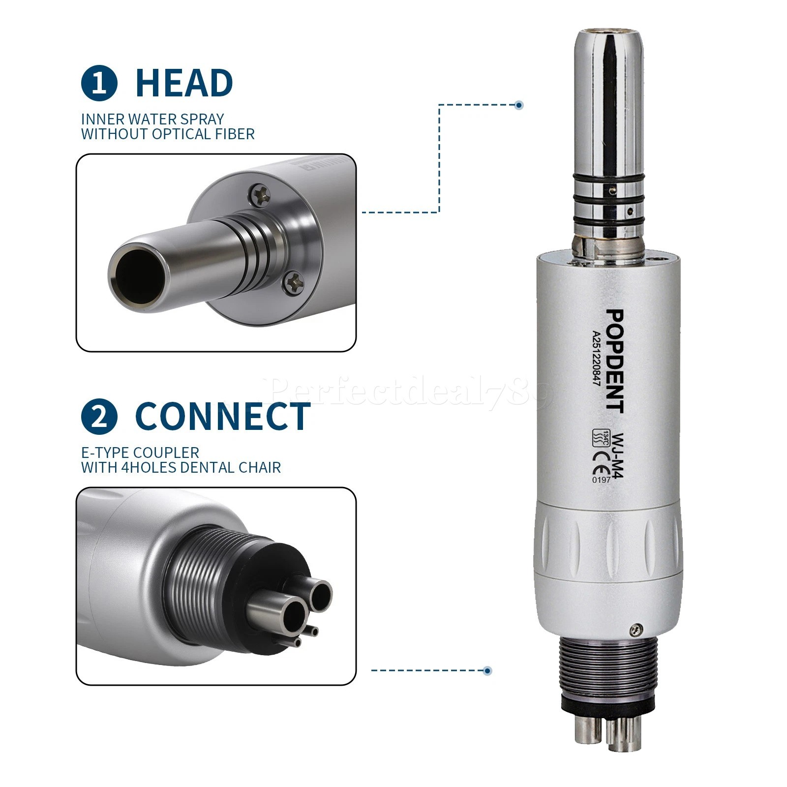 Dental Slow Low Speed Handpiece Push Contra Angle/Air Motor NSK Style 2/4 Holes