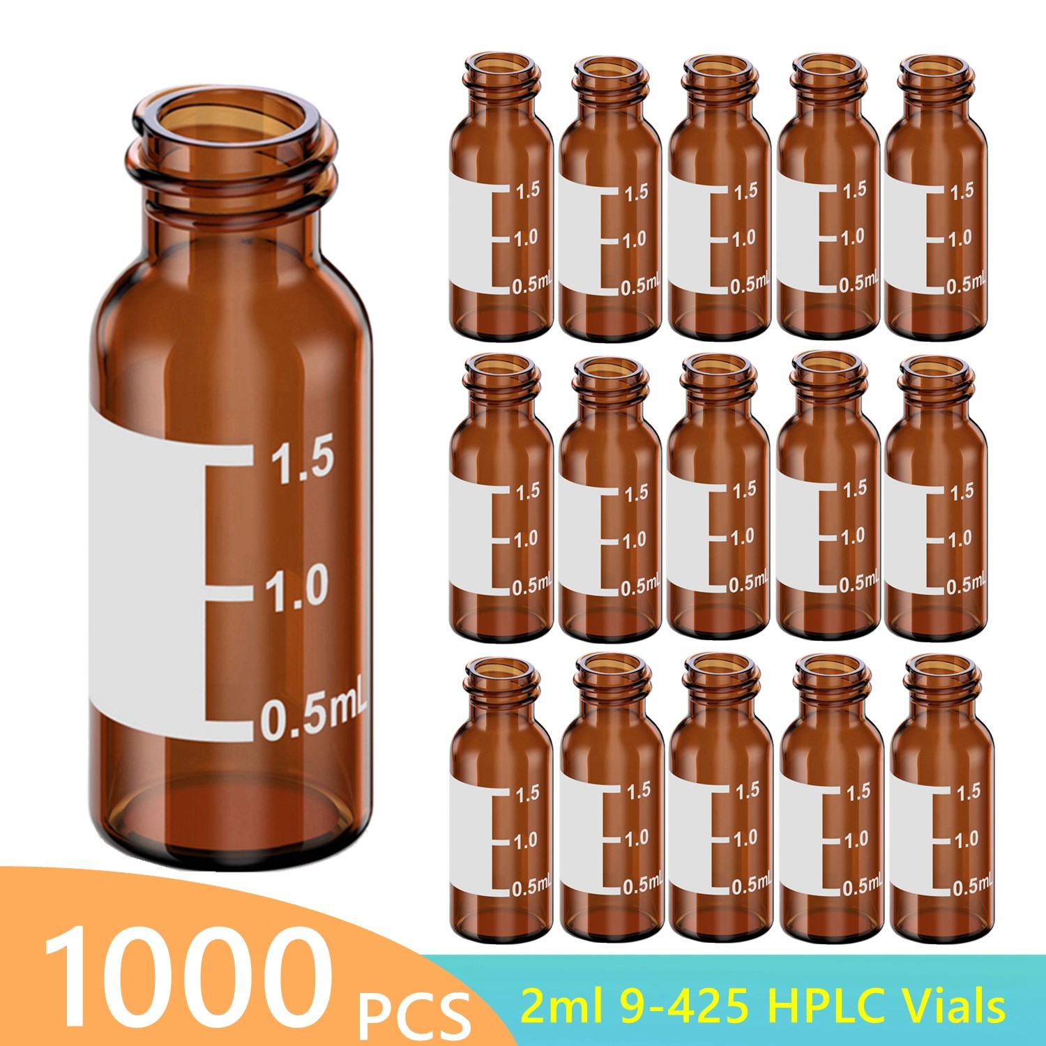2ml Amber Smple Vials Graduation compatible with Agilent, Bruker, Varian