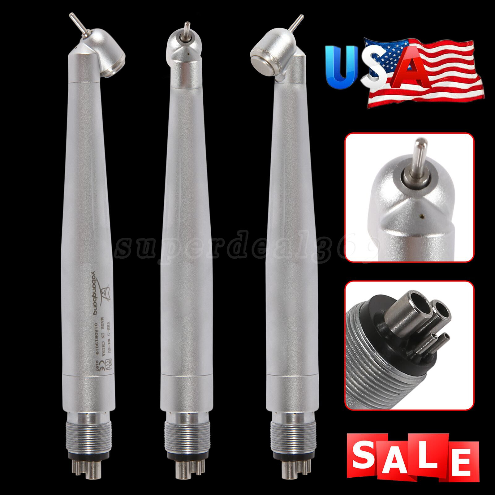 Dental High Speed 45 Degree Handpiece Push Button Turbine 4 Hole Fit NSK WCA4