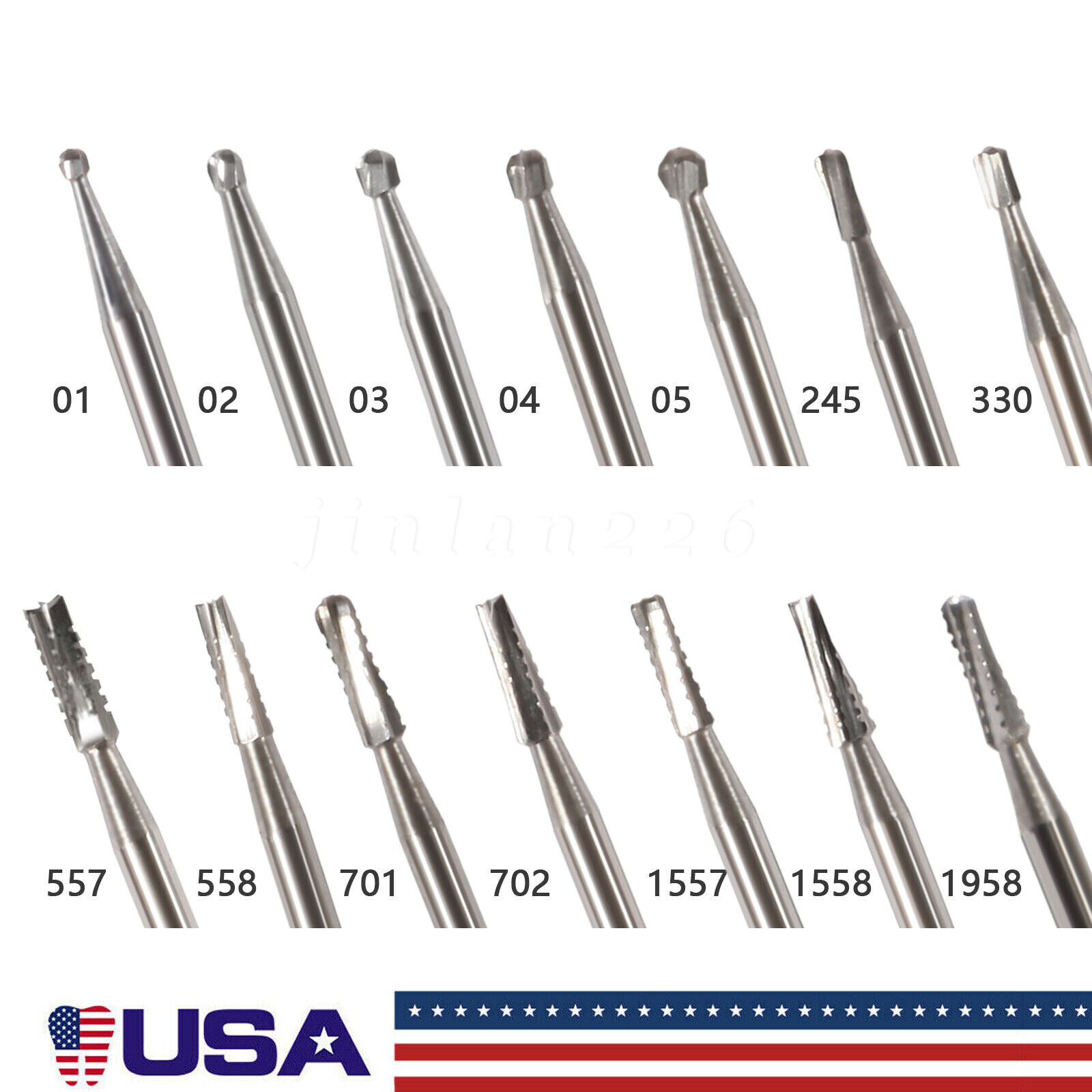 Carbide Bur, FG, #1/4, 1/2, 1, 2, 4, 6, 8 Bur, Round Dental