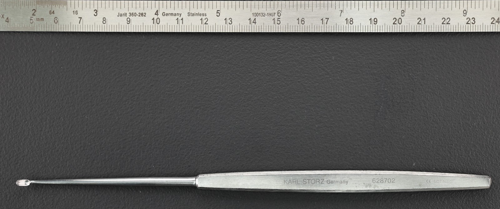 Storz 628702 Antrum Curette, Small, 2mm x 5mm Cup, Angled, 7 5/8″