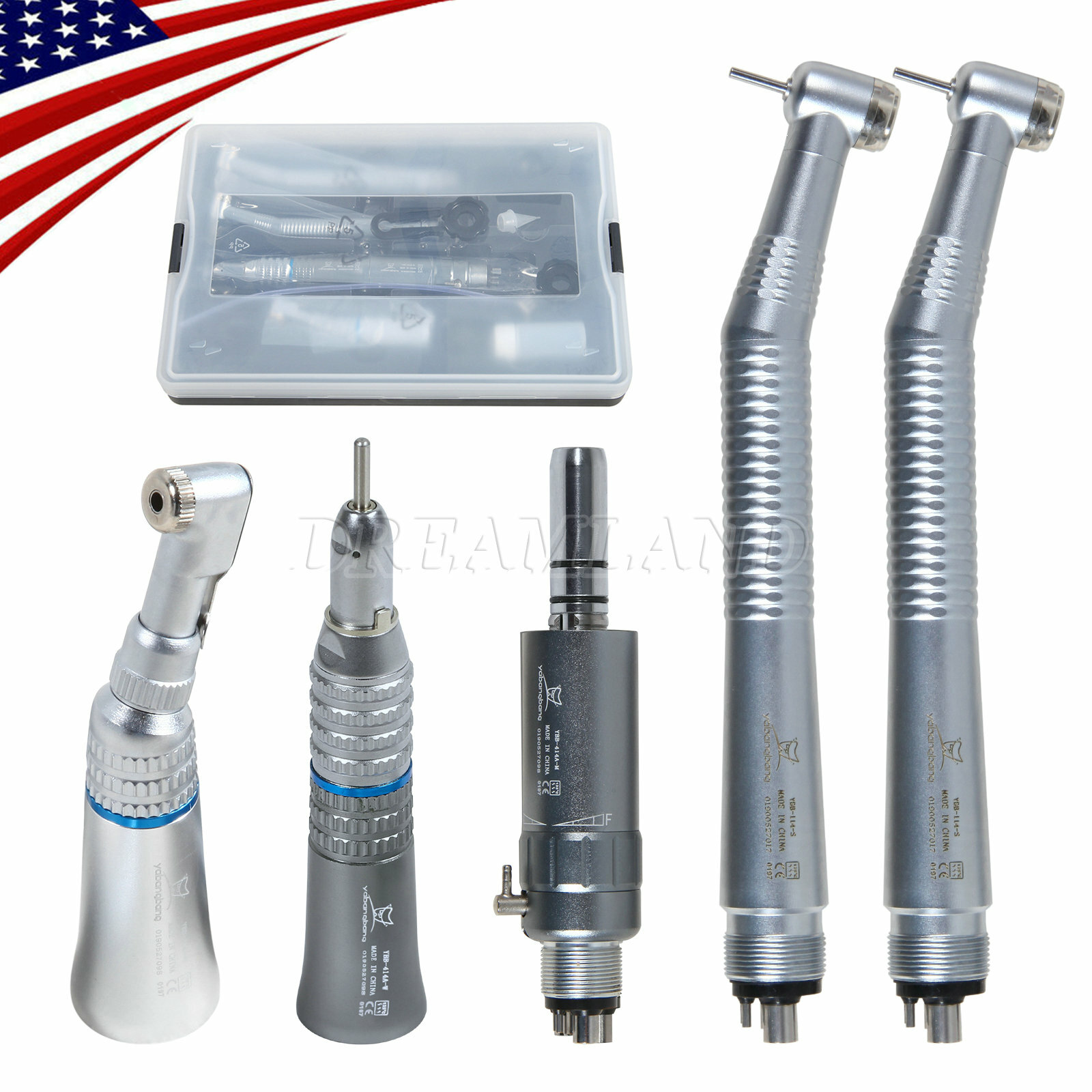 High Low Speed Handpiece Kit Contra Angle Air Motor Straight 4H NEW Dental