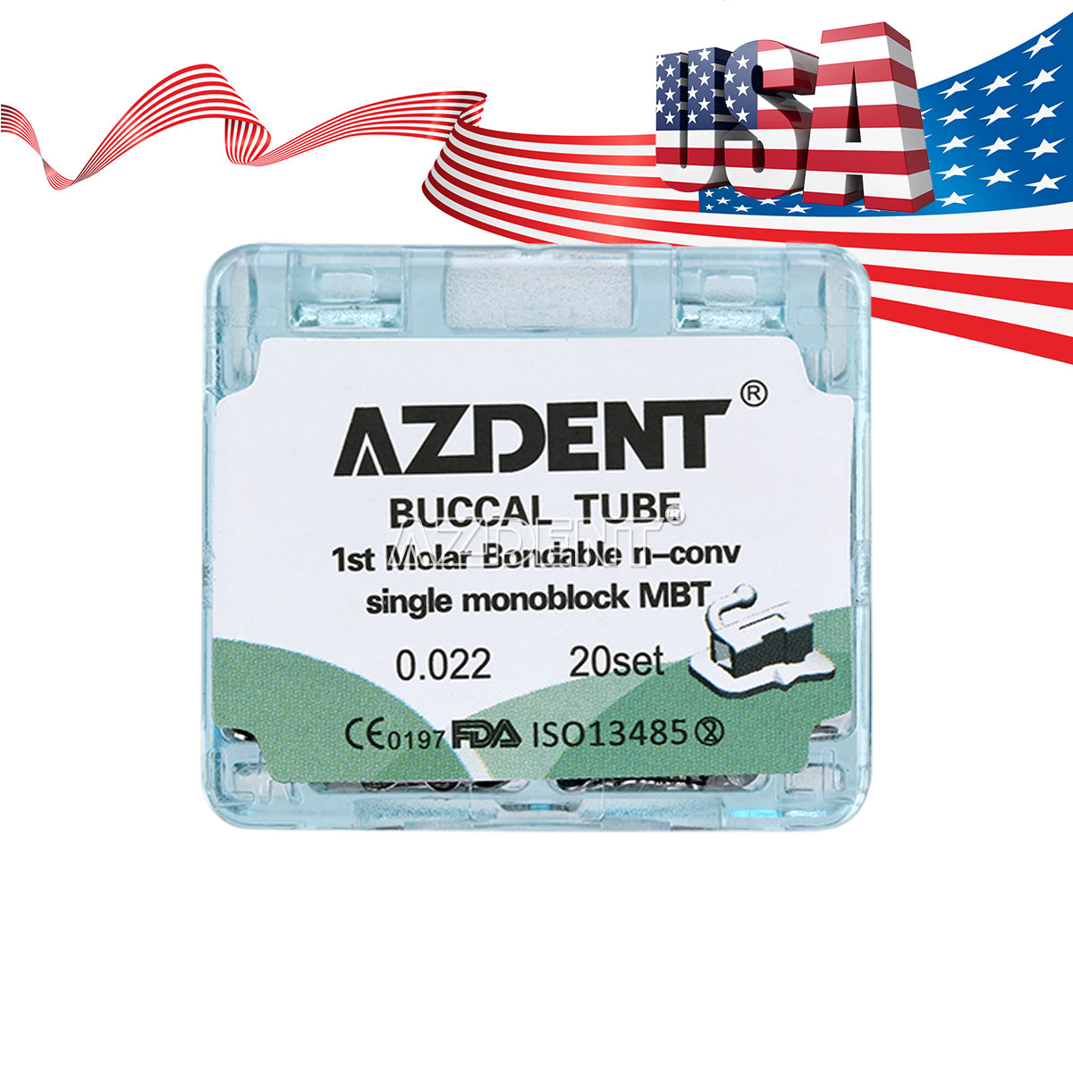 80Pcs AZDENT Dental Orthodontic Bondable MBT.022 1st Molor Buccal Tube Non-Cov