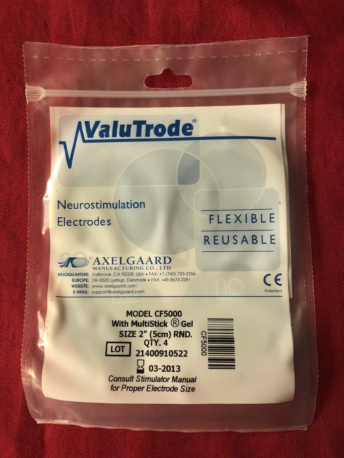 ValuTrode CF5000 2” inch Neurostimulation Electrodes with Multistick Gel QTY.4