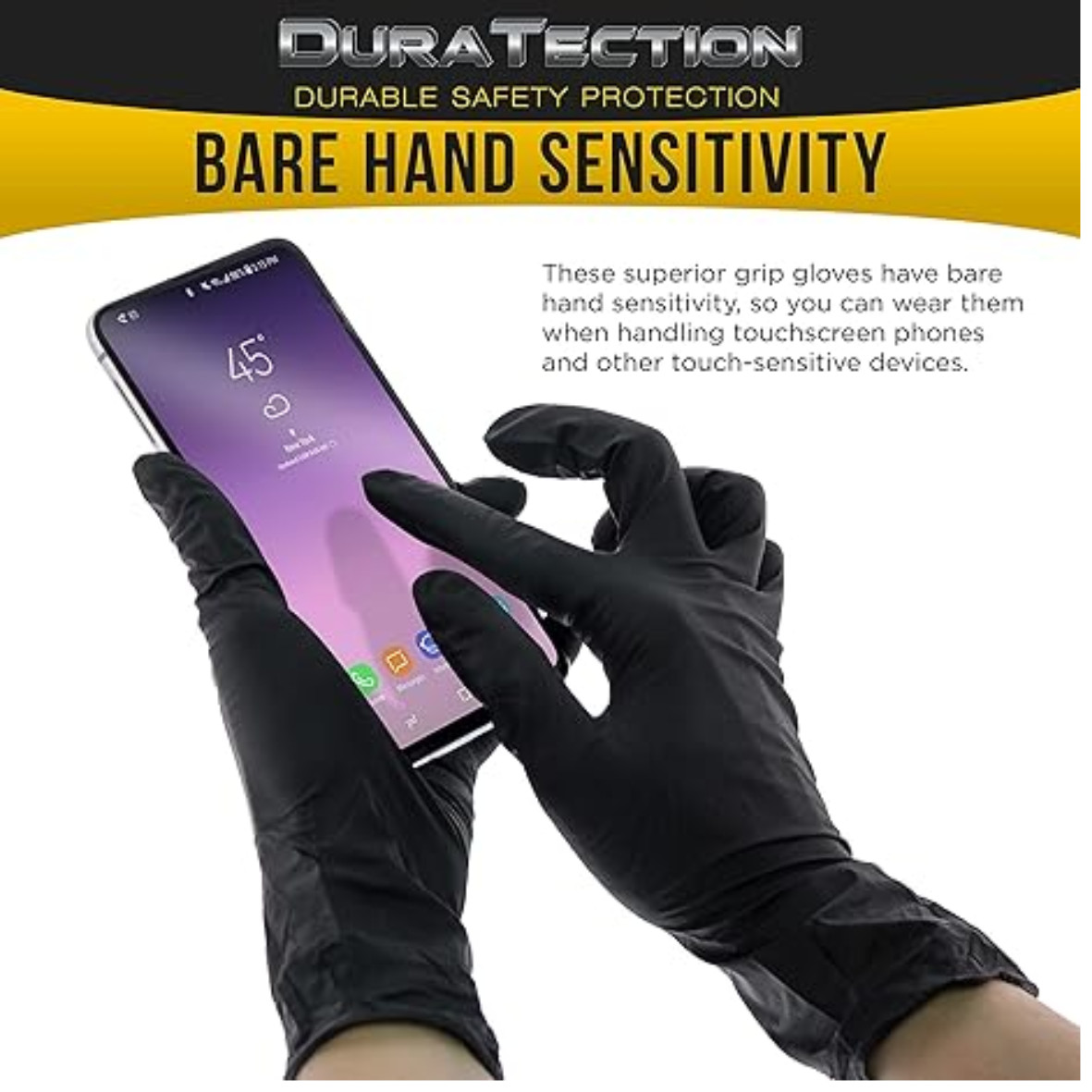 HD Black Nitrile Disposable Gloves, Box of 100, Size Large, 6 Mil
