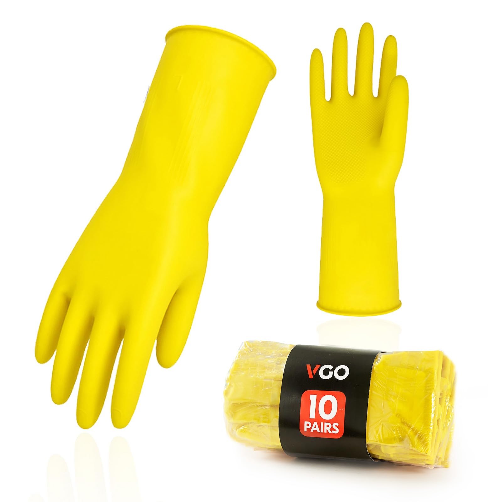 Vgo… 10-Pairs Reusable Household Gloves, Dishwashing gloves, Extra Thicknes…