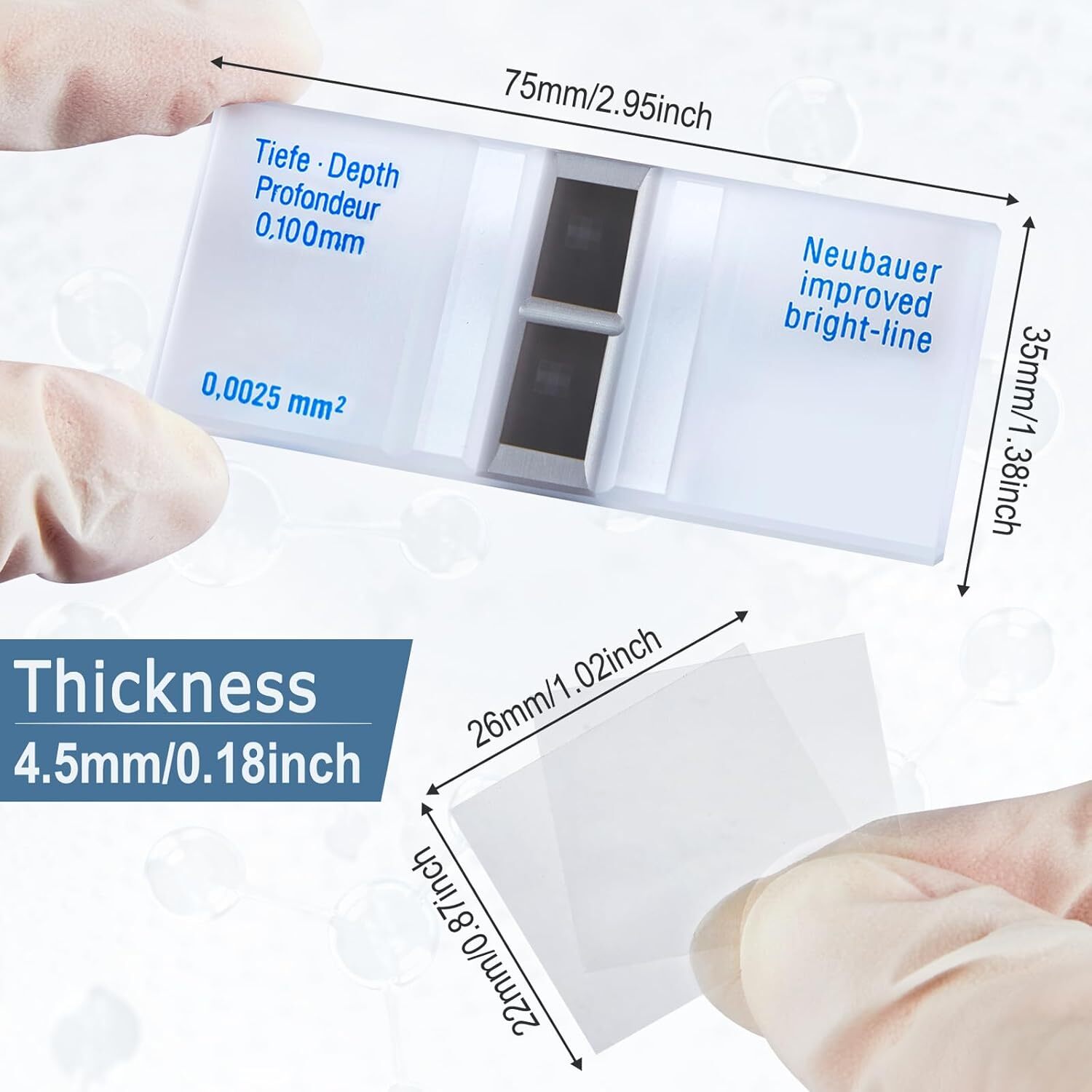 5Pack Cell Counting Chamber Improved Neubauer Hemocytometer Blood Cell Counter