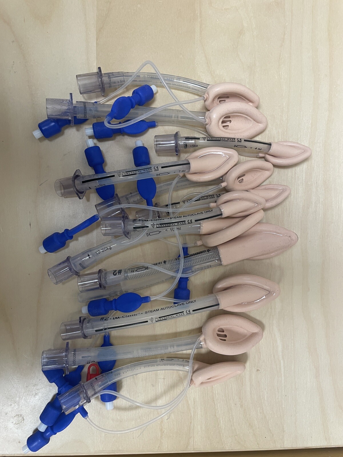 Lot of 12 Pediatric Laryngeal Mask Airways Reusable, LMA (sizes 1, 1.5, 2)