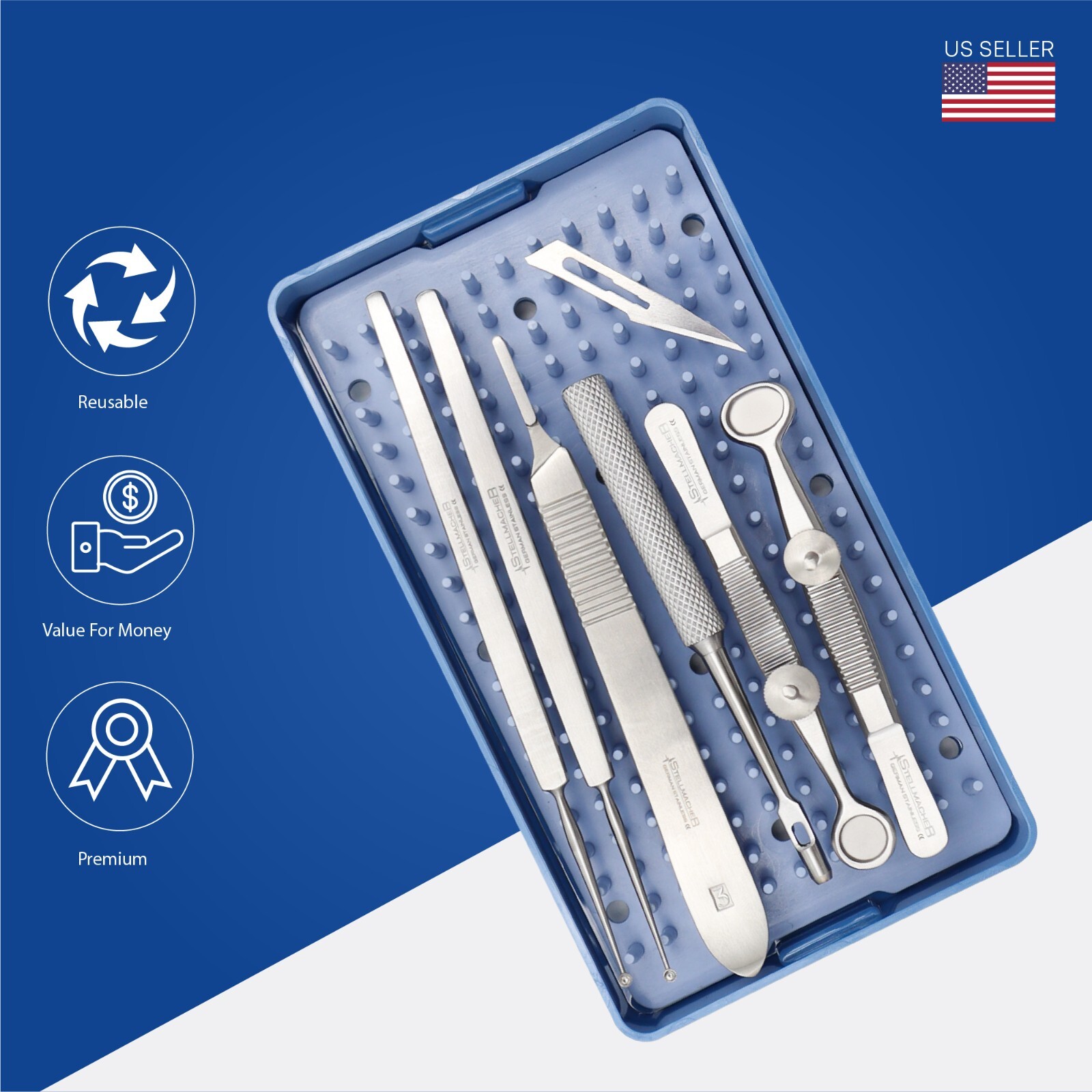 8 Pcs Chalazion Ophthalmic Cataract Set Surgical Instruments Sterilization Tray