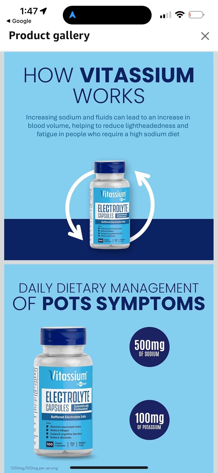 Vitassium Electrolyte Capsules, Electrolytes for Dietary Management 05/27