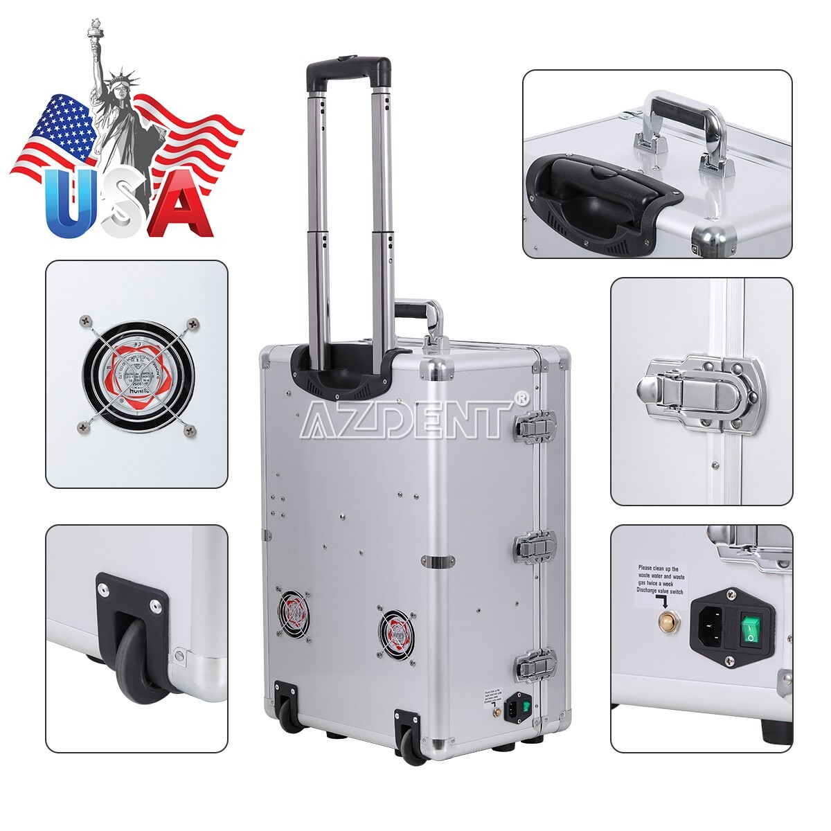 Portable Dental Mobile Delivery Unit Rolling Case Compressor Curing Light/ Chair