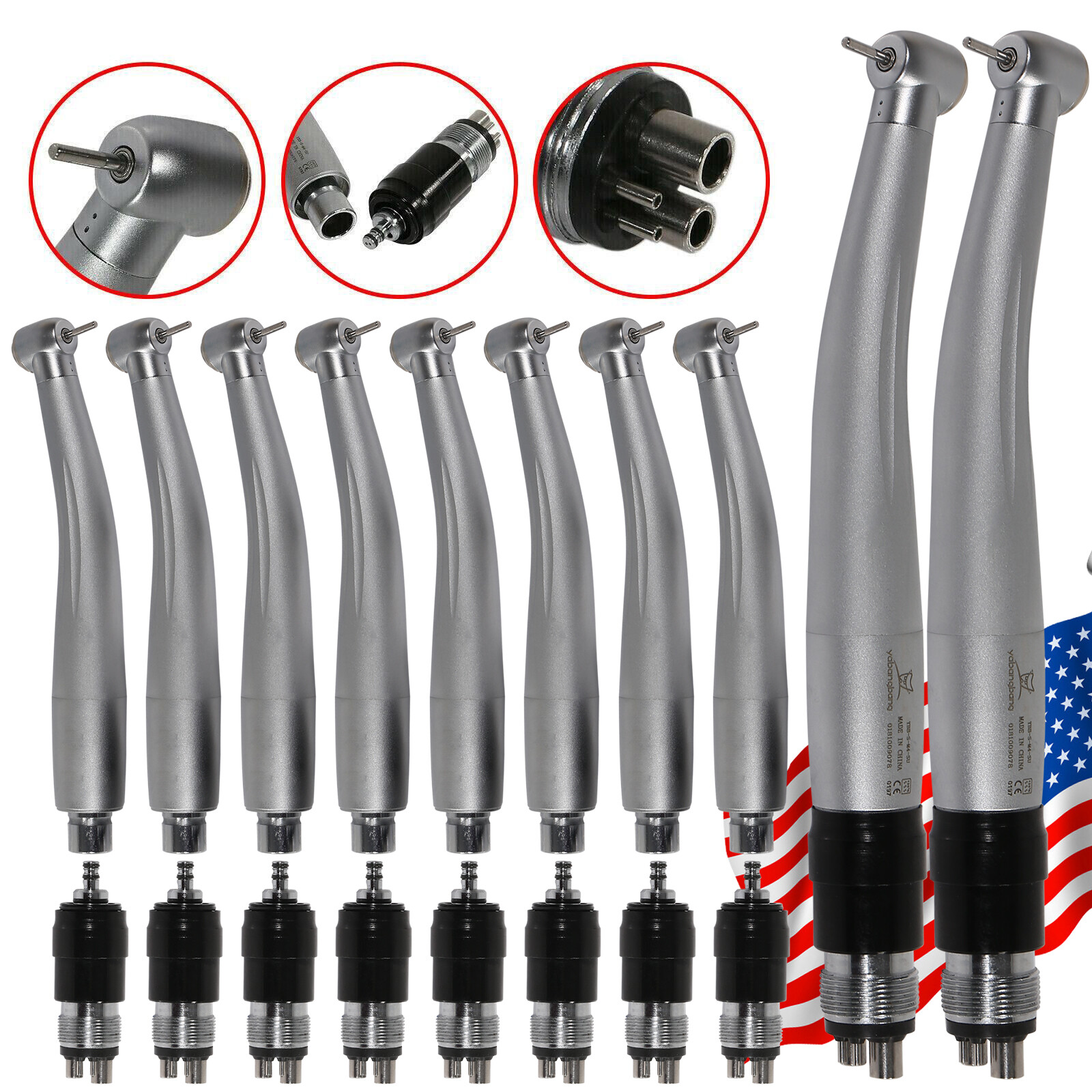 10 Dental High Speed Handpiece Turbine for NSK + 4 Hole Quick Coupler BM4
