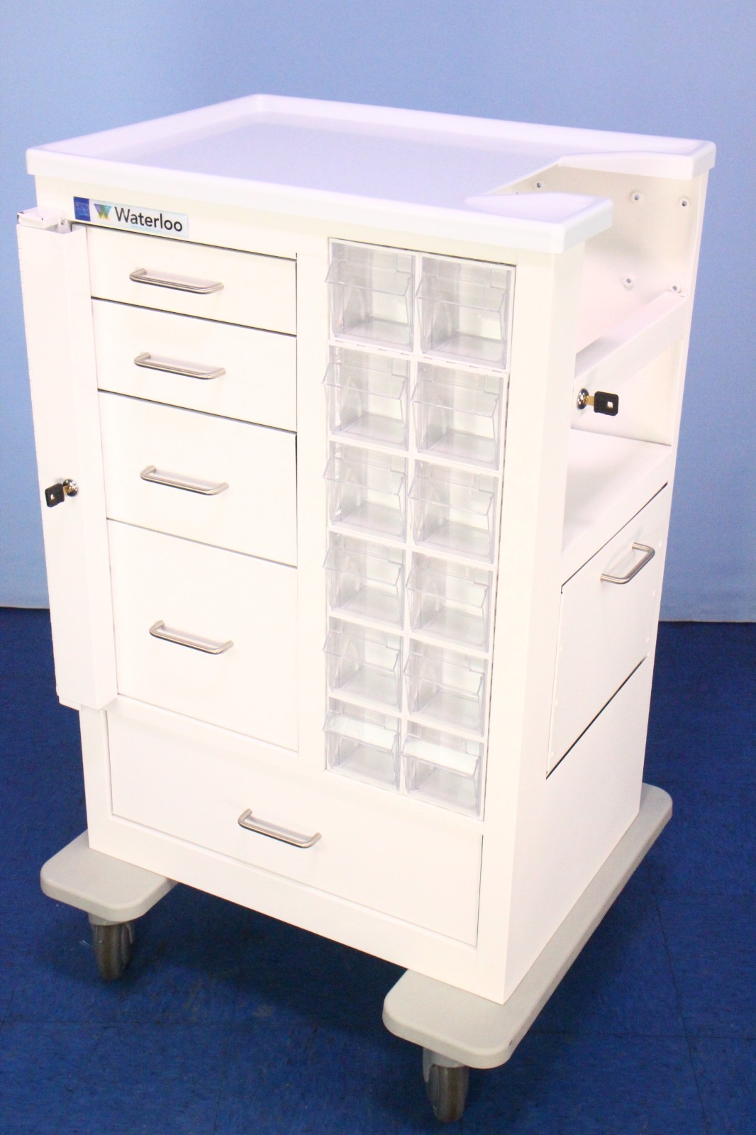 Waterloo Tall Phlebotomy Medical Crash Supplies Cart with Dual Lock Option! NEW!