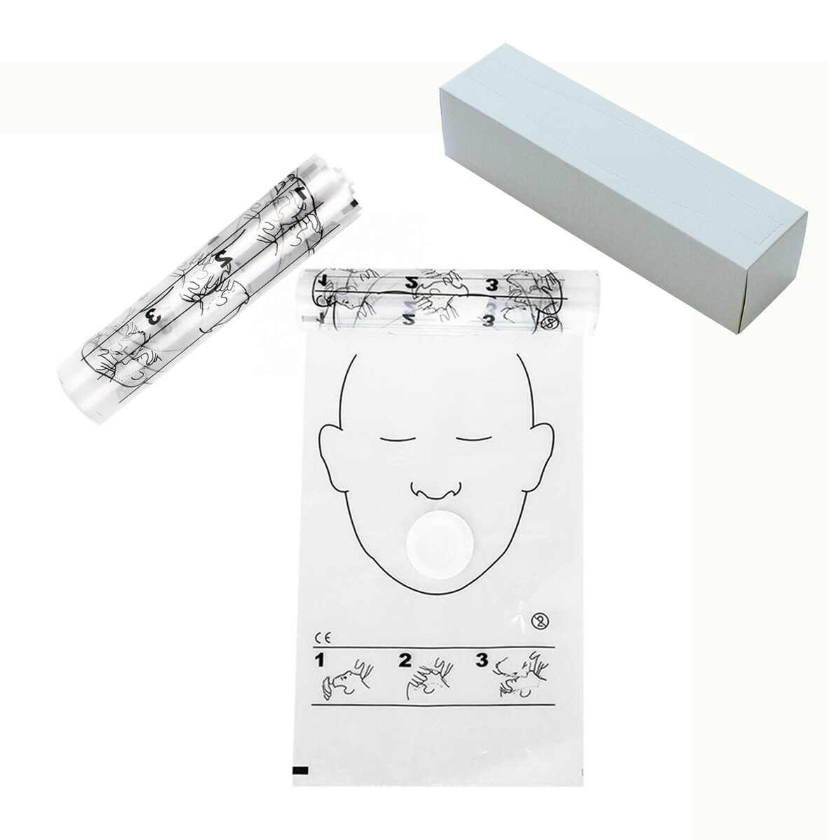 20 rolls 36pcs/roll DISPOSABLE ARTIFICIAL CPR MASK TRANSPARENT CPR FACE SHIELD