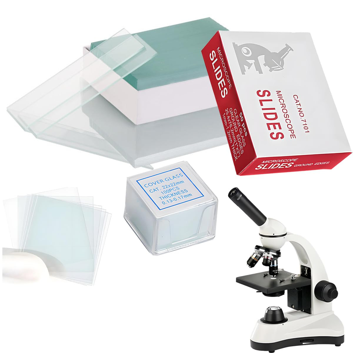 50 Glass Microscope Slides 100 Coverslips Ground Edge Lab Blank Experiments
