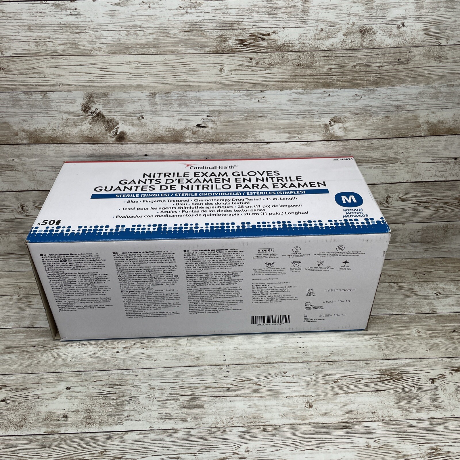 Cardinal Health Nitrile Exam Gloves Sterile 50 Single Packs Size: MED, Exp 10/25