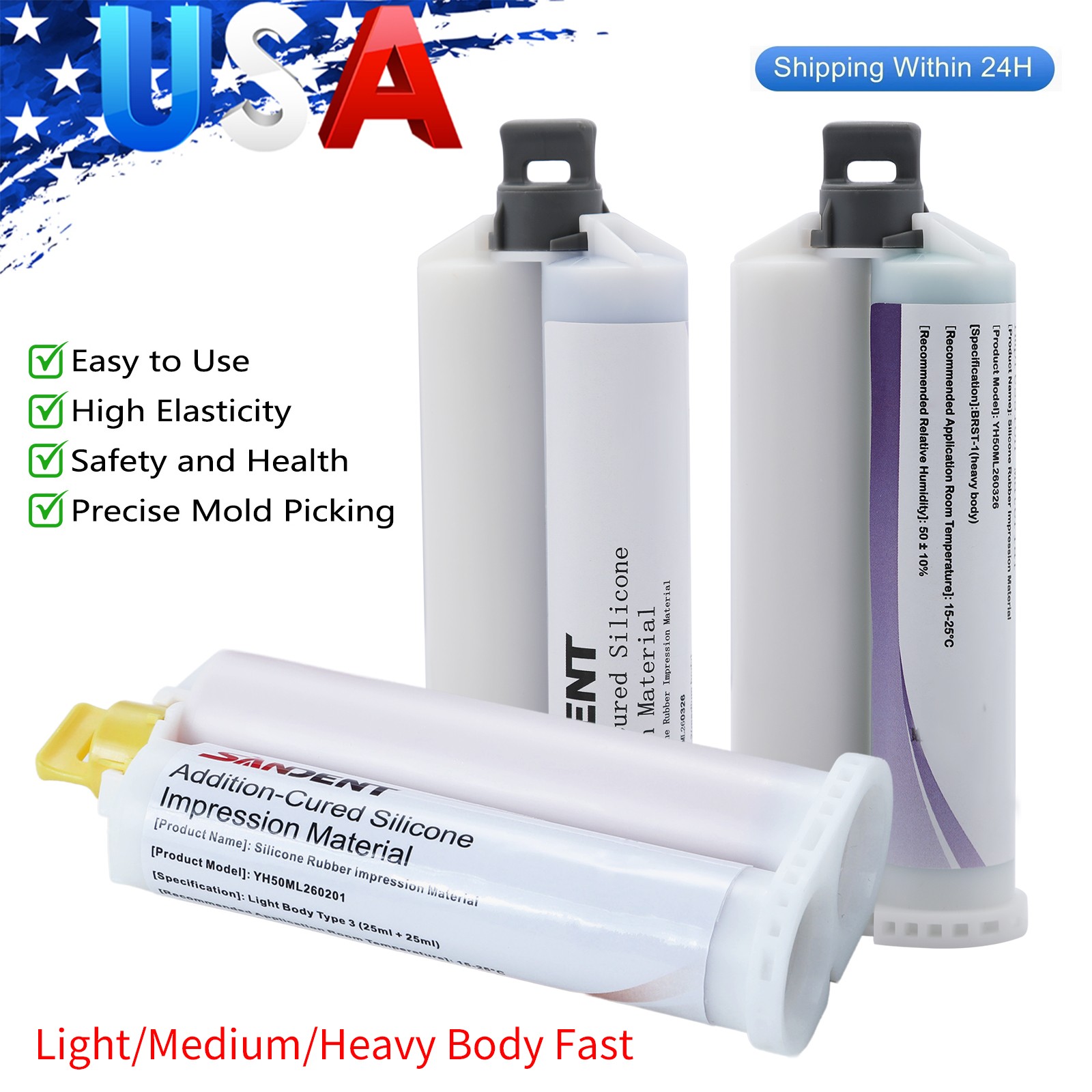 HEAVY BODY FAST SET VPS Dental Impression Material FAST Set 50ML Cartridges PVS