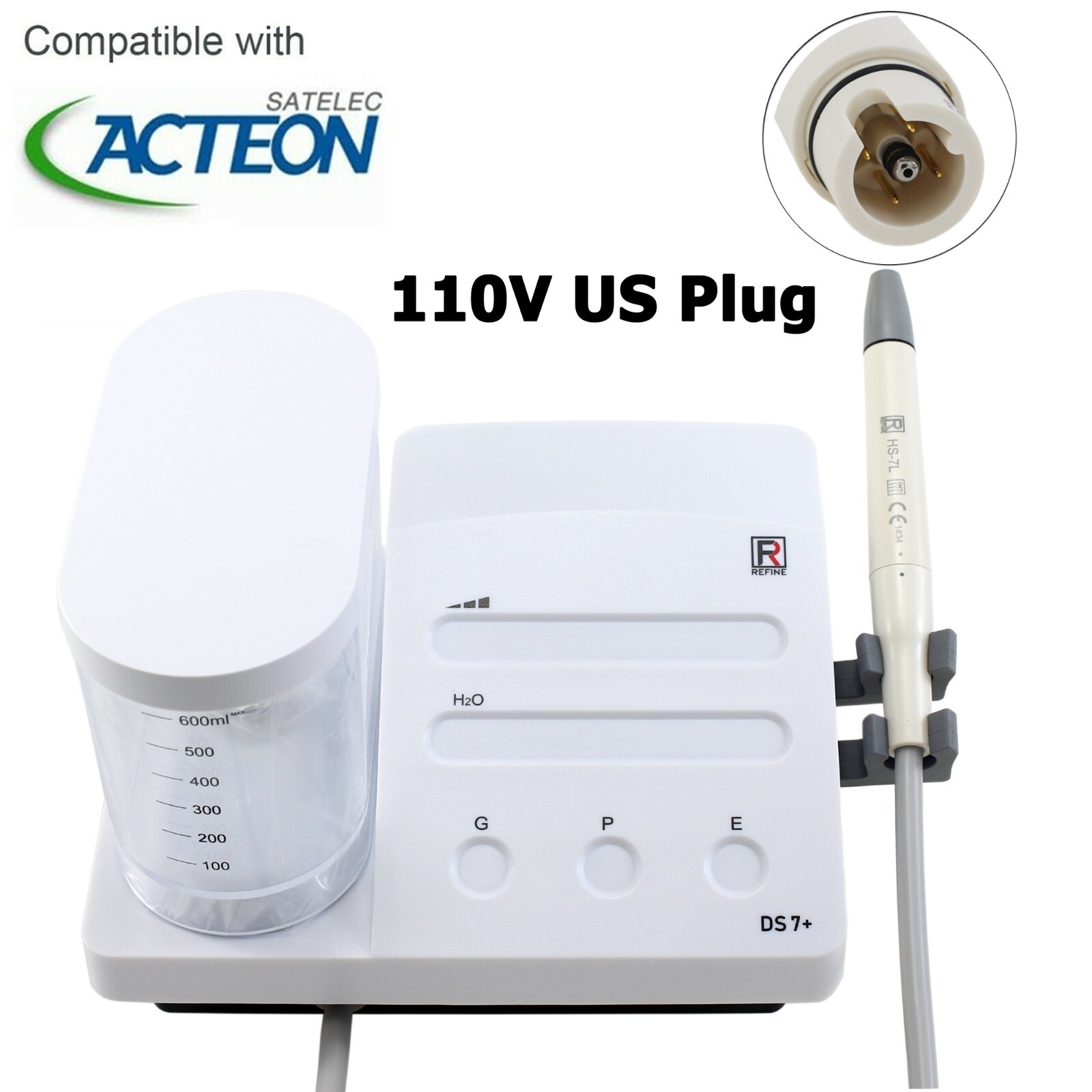 Refine Dental Ultrasonic Piezo Scaler DS7+ LED Handpiece Tips GD1 PD1 PD3 HS-7L