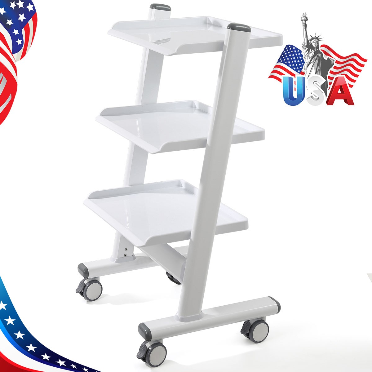 3 Layer Dental Trolley Mobile Instrument Cart Medical Tool Cart with Socket
