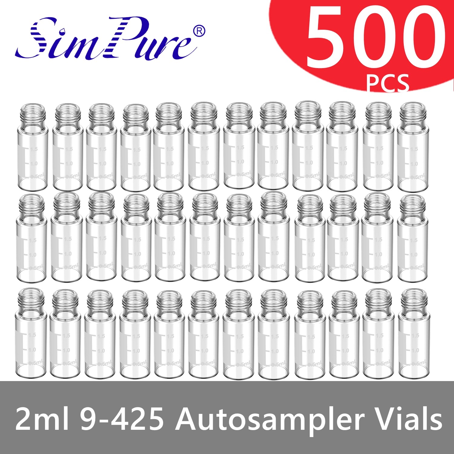 2000PCS HPLC 9-425 Sample Vails Thread Screw Top Precise Marks Standard 2ml Vial