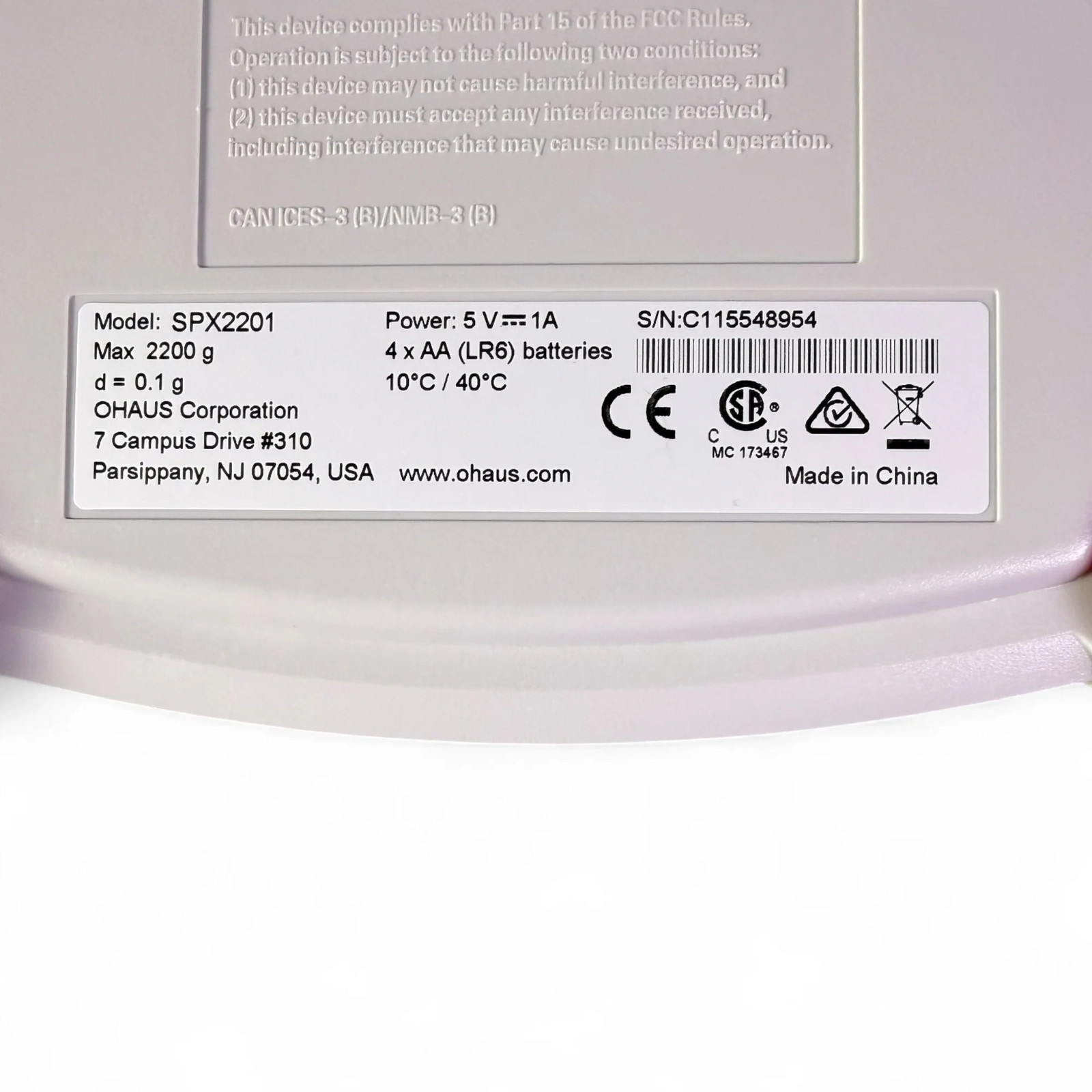 OHAUS Scout SPX2201 Benchtop Digital Scale 2200g Capacity 0.1g Readability