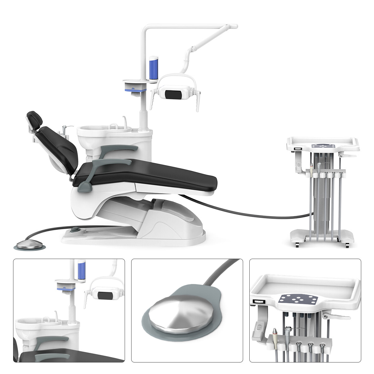 Dental Unit Chair Computer Controlled Motor Hard Leather+Mouth Sweeping Trolley