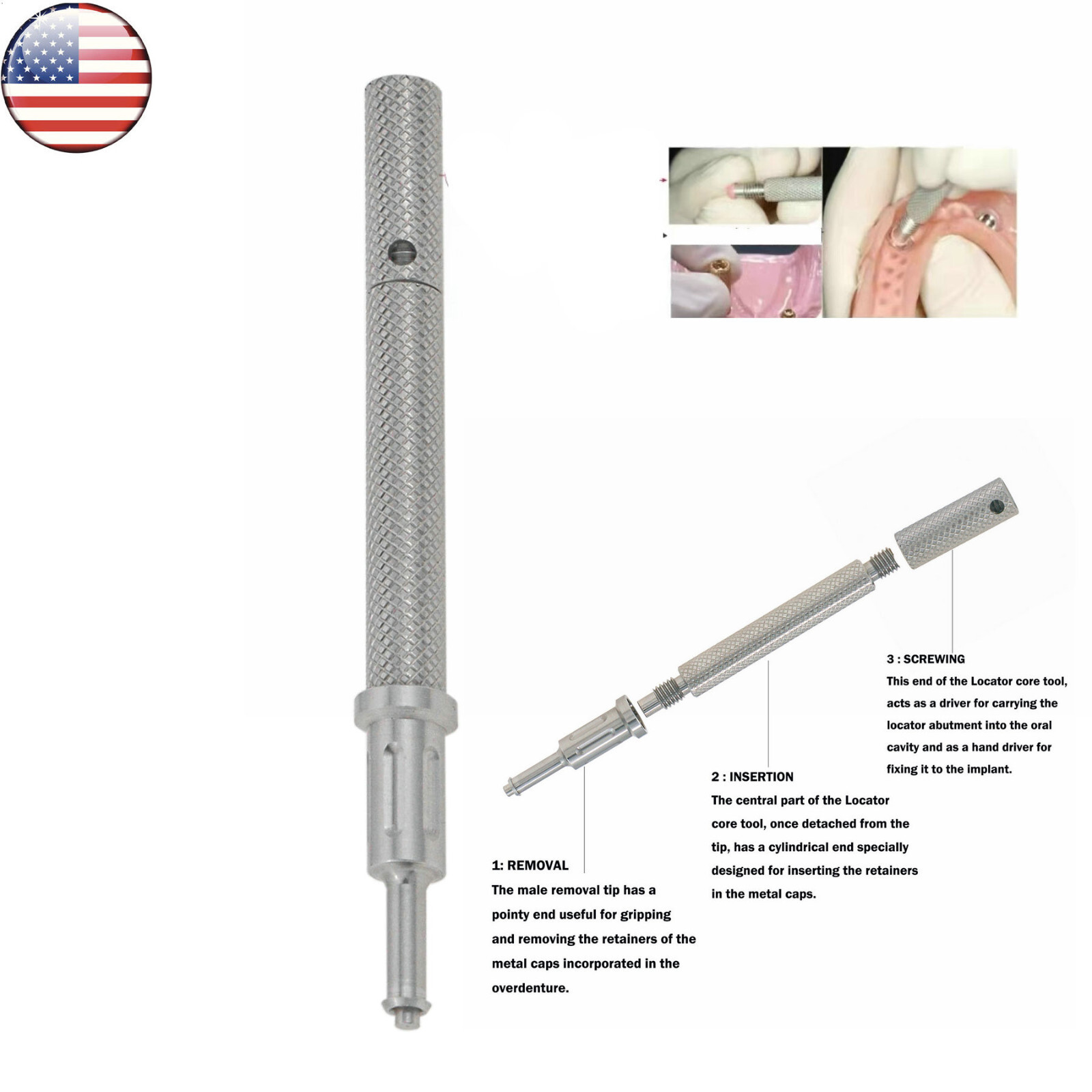Implant Mini 1mm Abutment Locat0r Retention Cap Fits HIOSSEN ET III SA Fixture