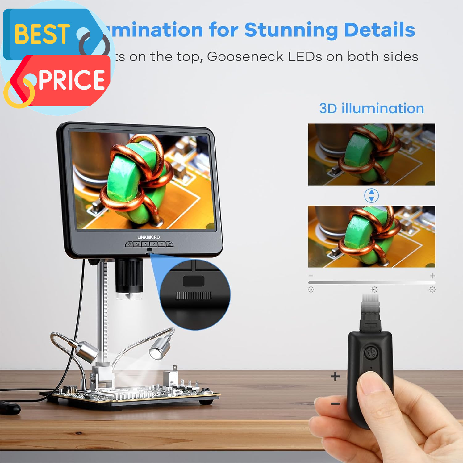 LM210 10.1” LCD Coin Digital Microscope Full View for Error Coins, Soldering Mi