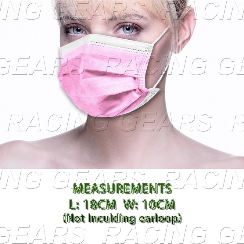 PINK Disposable Face Mask 100PCS Non Medical 3-Ply Earloop Dust Cover Masks