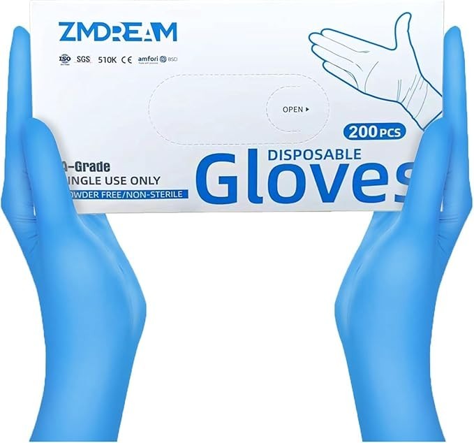 Nitrile Gloves 4-mil Thick 200 Counts Latex-Free, Powder-Free, Texture…
