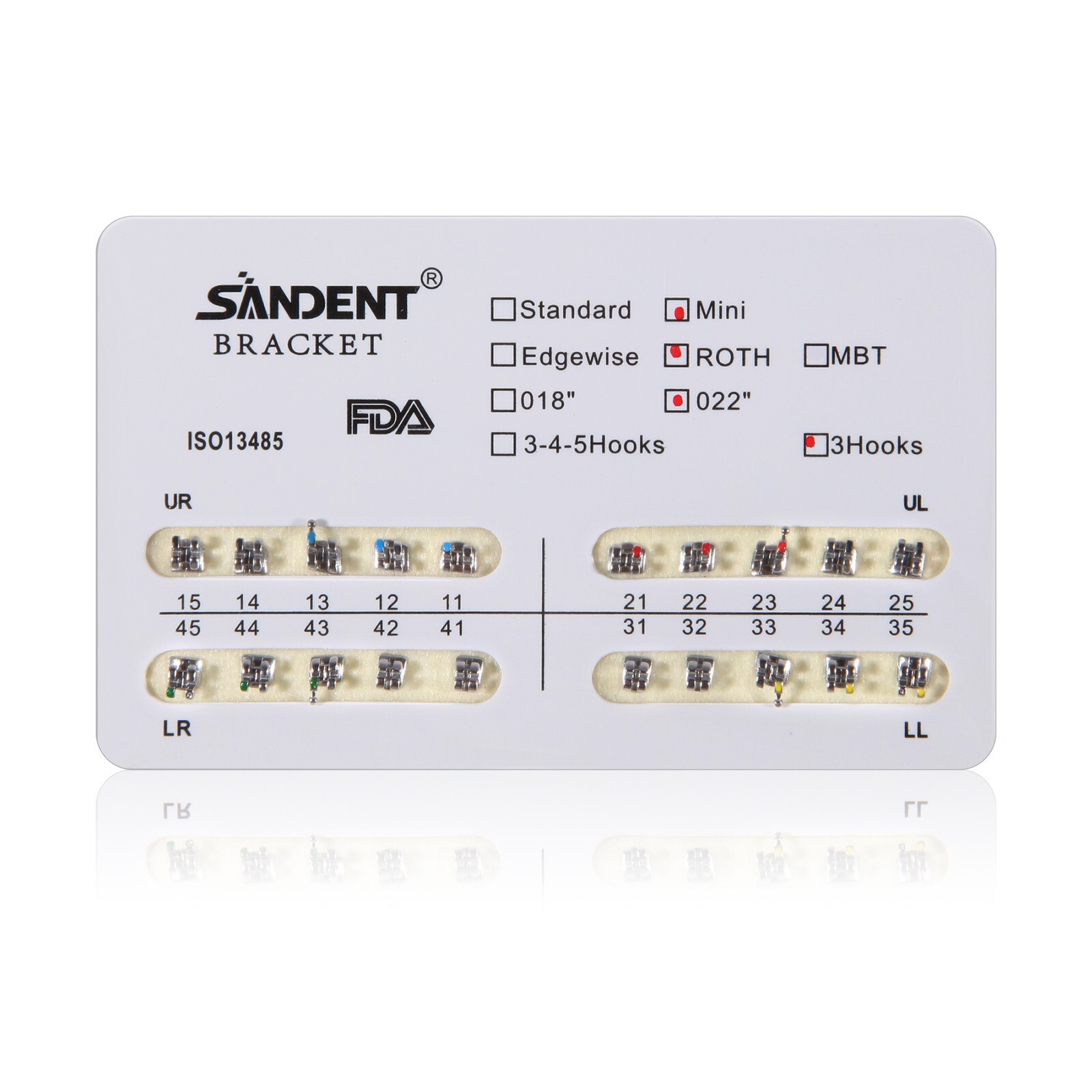 10 Packs SANDENT Dental Orthodontics Brackets Braces Mini Roth 022″Slot 3 Hooks
