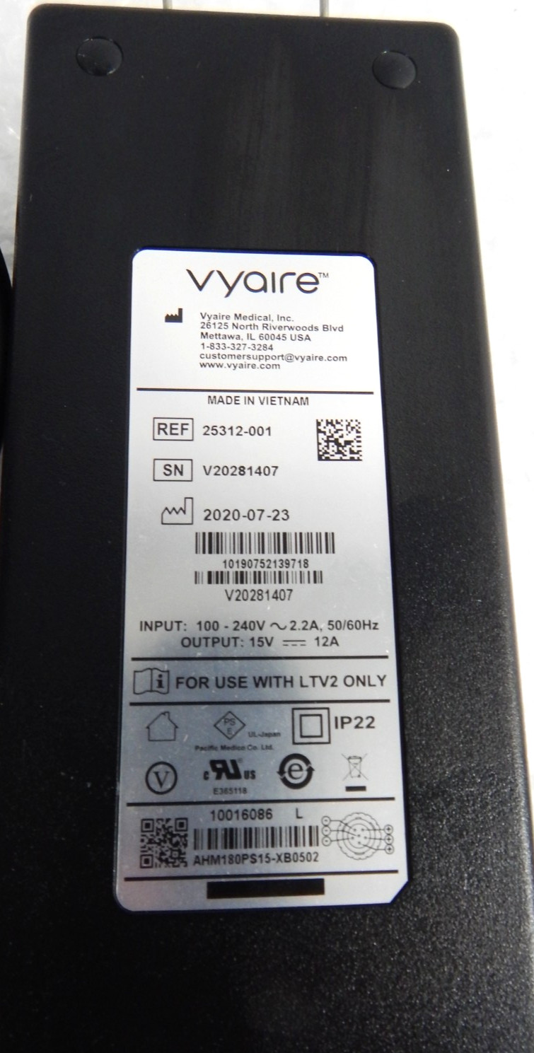 VYAIRE POWER CABLE FOR CAREFUSION LTV2 VENTILATOR SUPPLY AC ADAPTER 25312-001