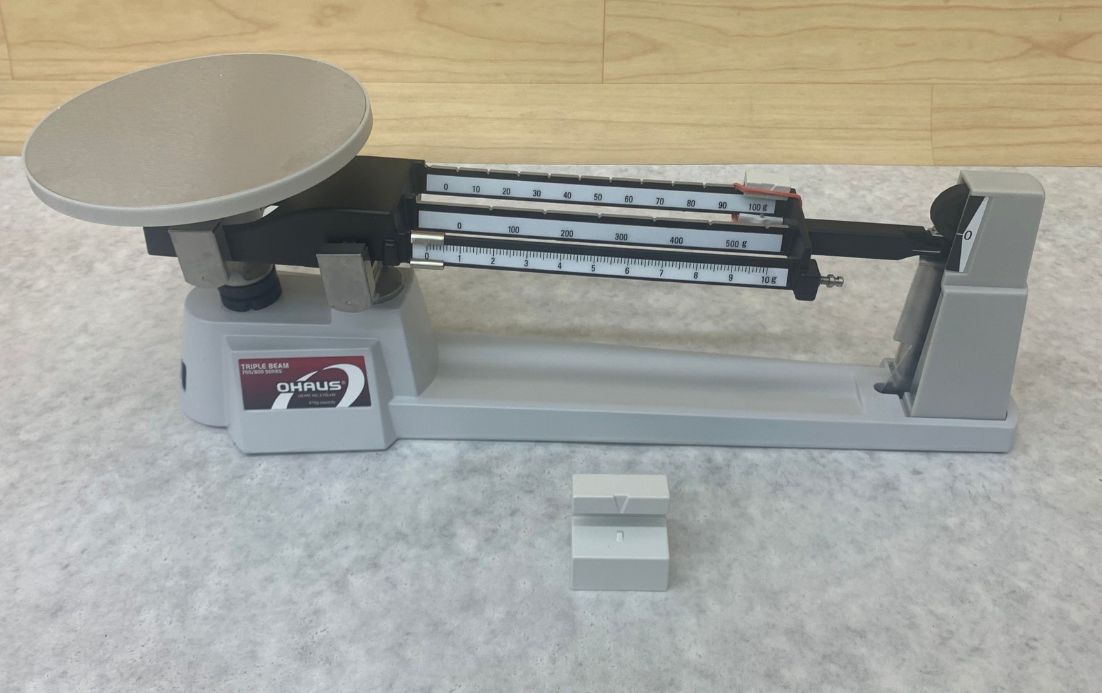 Ohaus 750-S0 Triple Beam Balance w/ Stainless Steel Pan – 610g x 0.1g
