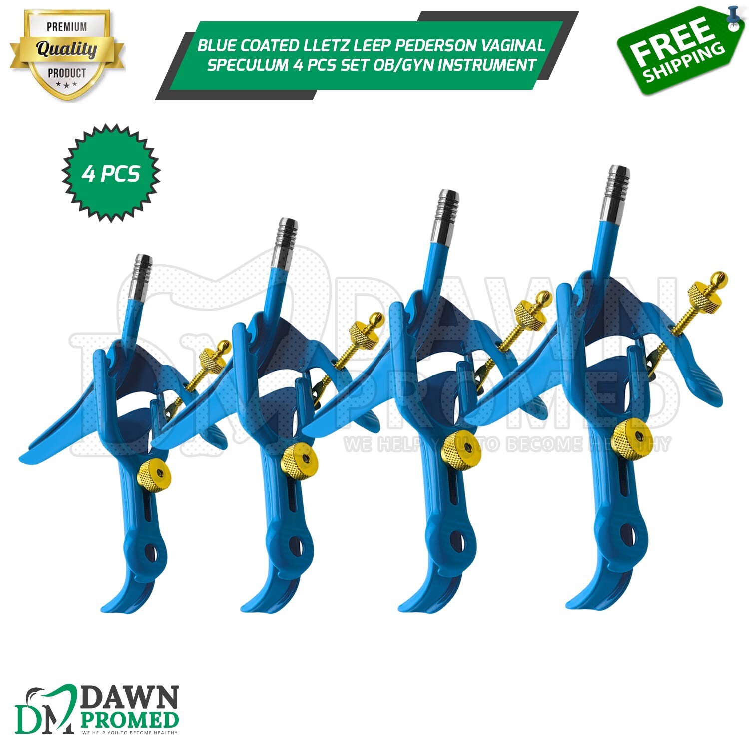Blue Coated LLETZ LEEP Pederson Vaginal Speculum 4 Pcs Set OB/GYN Inst German Gr