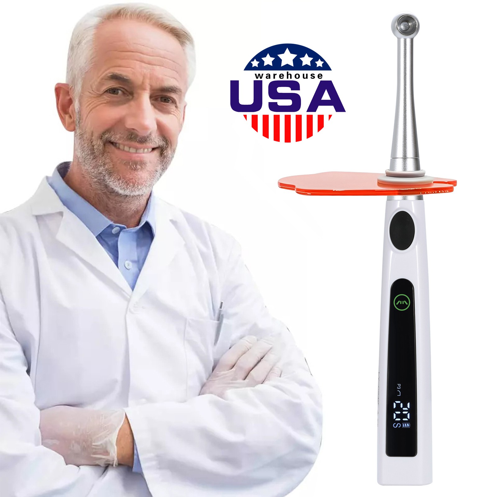 Dental Wireless Cordless LED Cure Curing Light Lamp 2400mw 5W 1 Sec Tool Resin