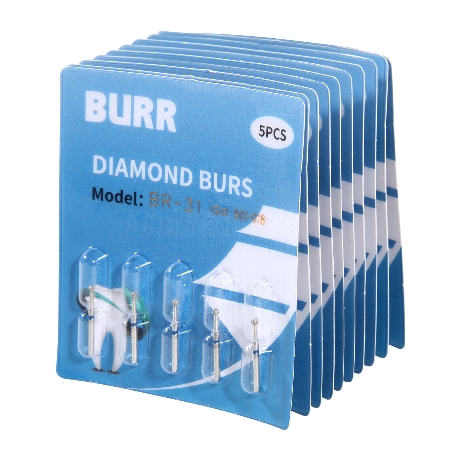 100pcs Dental Diamond Burs for High Speed Handpiece Friction Grip Burs 1.6mm USA
