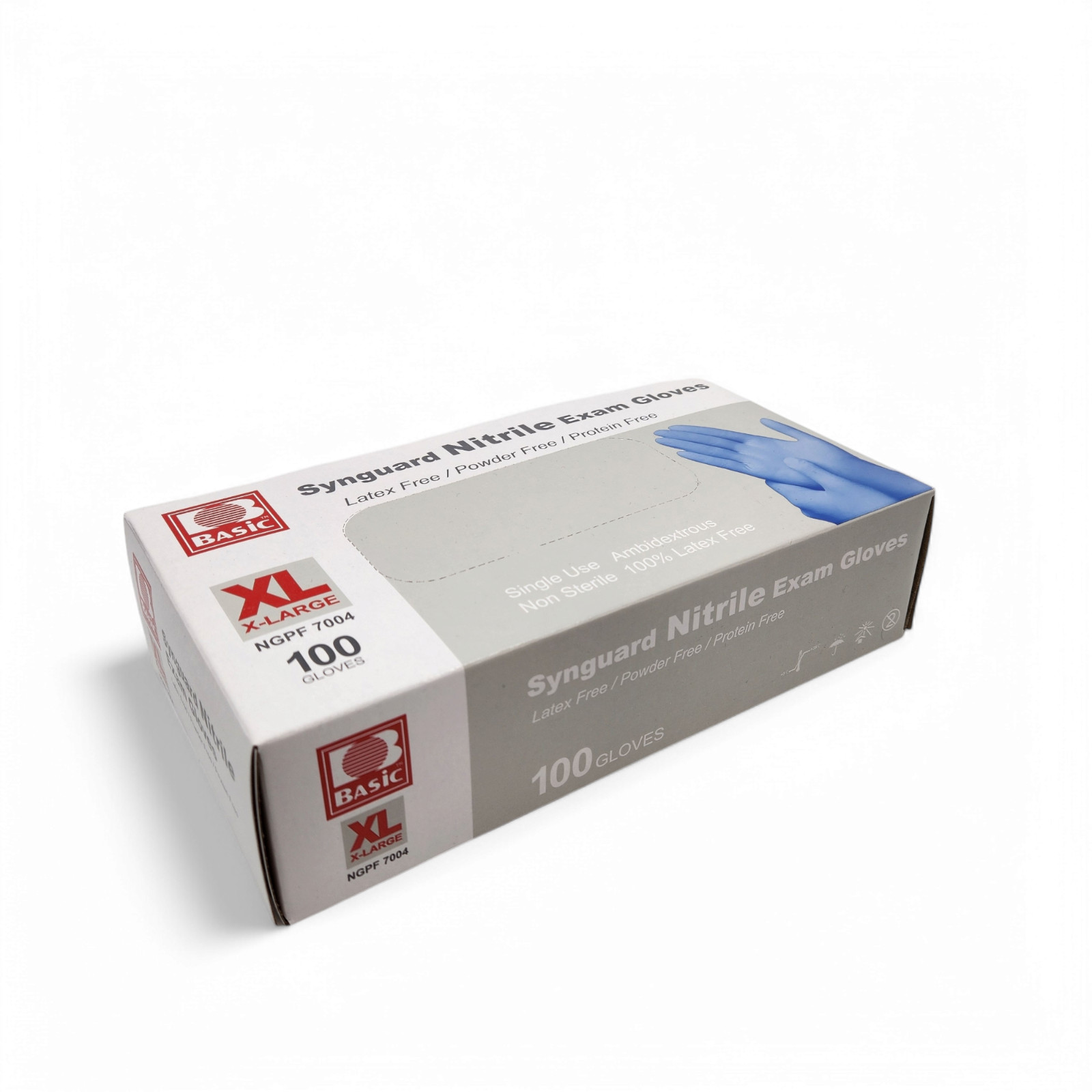 Basic XL Synguard Nitrile Exam Gloves – Disposable, Blue (100/Box) Fast Ship NEW