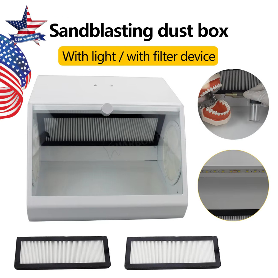 Dental Sandblasting Dust-proof Case LED Grinding Polishing Box Lapping Protector