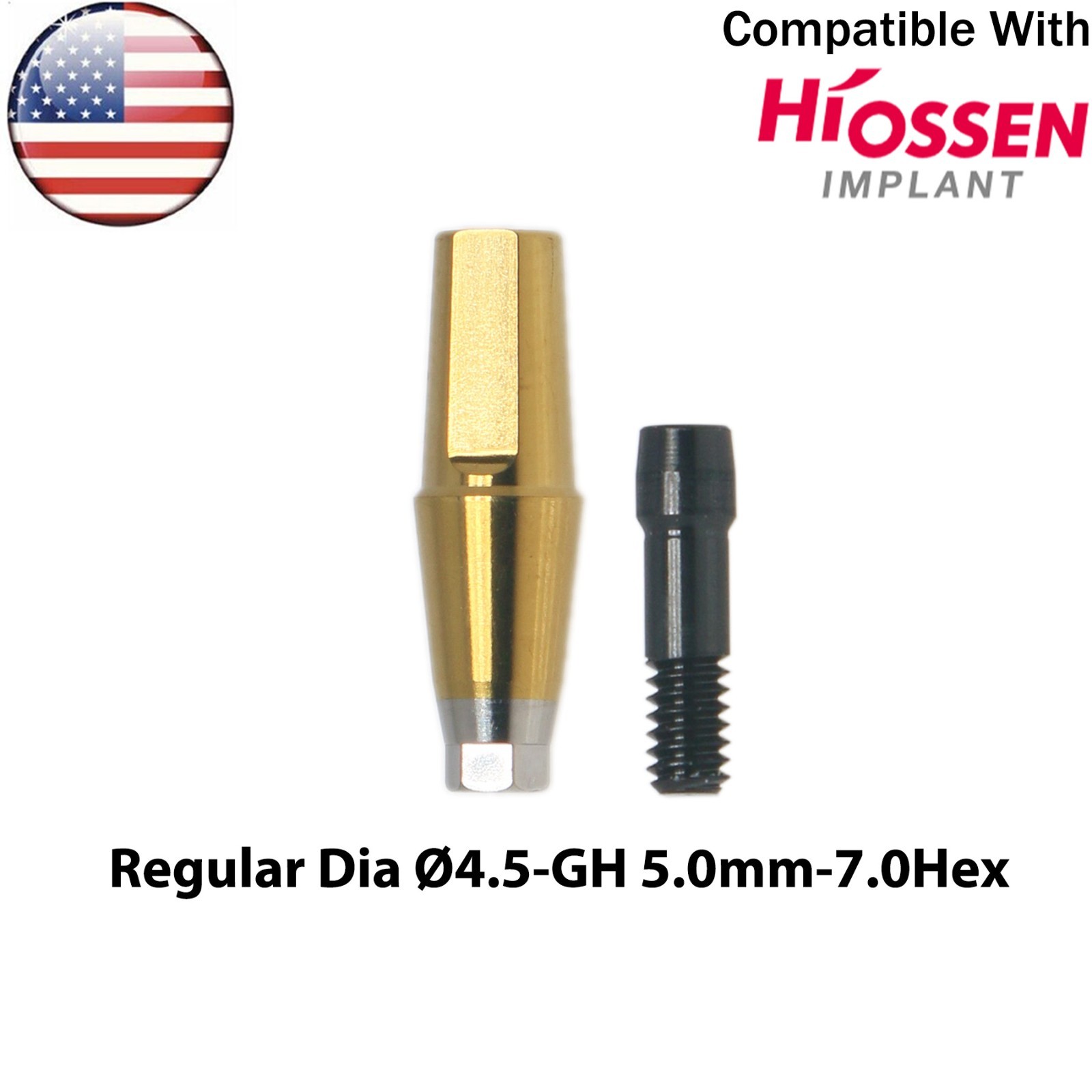 US Titanium Straight Transfer Abutment Hex Compatible Hiossen Oss Mini/Regular