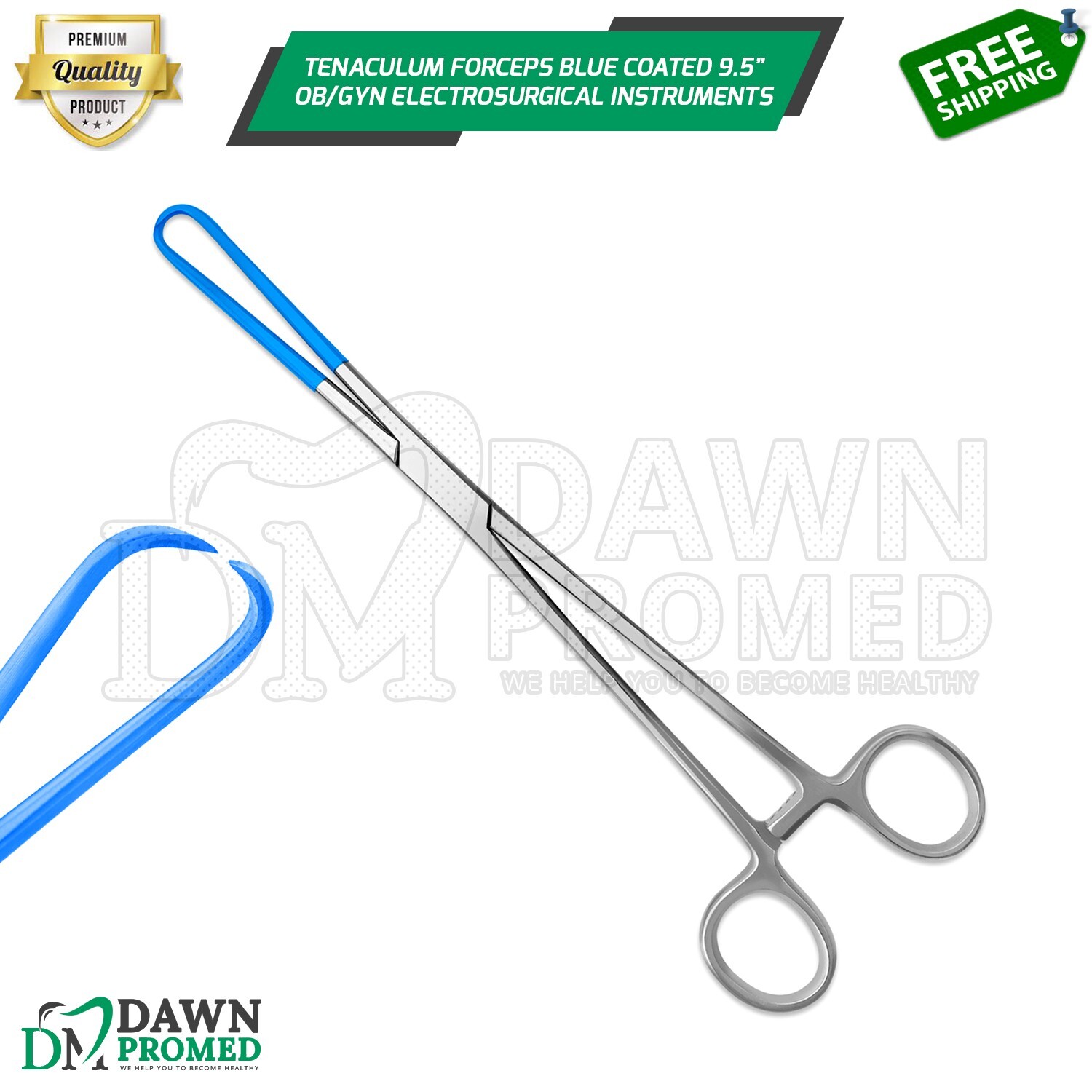 Tenaculum Blue Coated Forceps 9.5″ OB/GYN Electrosurgical Instruments