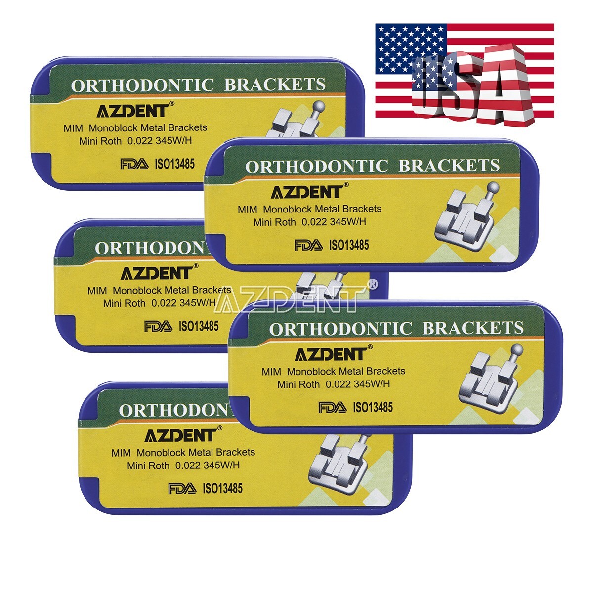 10Pack Brackets de Ortodoncia Mini Roth .022 con Ganchos Disponible en 3, 4 y 5