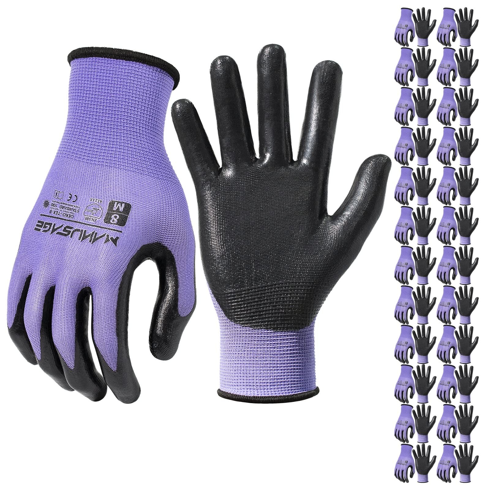 Manusage Safety Work Gloves For Men And Women Touchscreen Fingers Nitrile Grip